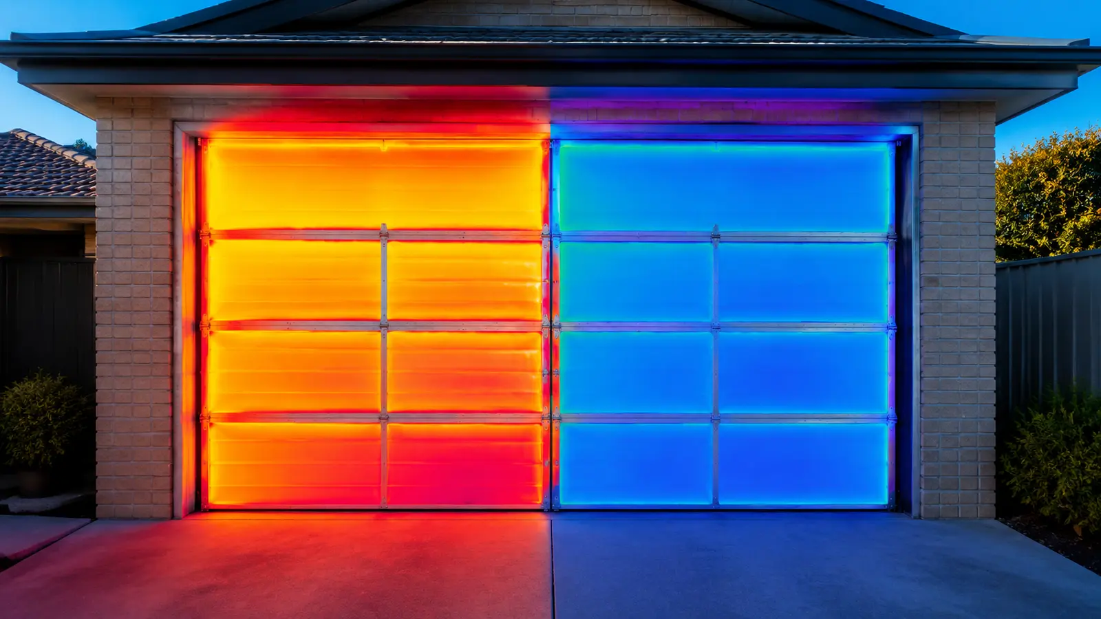 Thermal comparison of a garage door before and after KoolDoor insulation