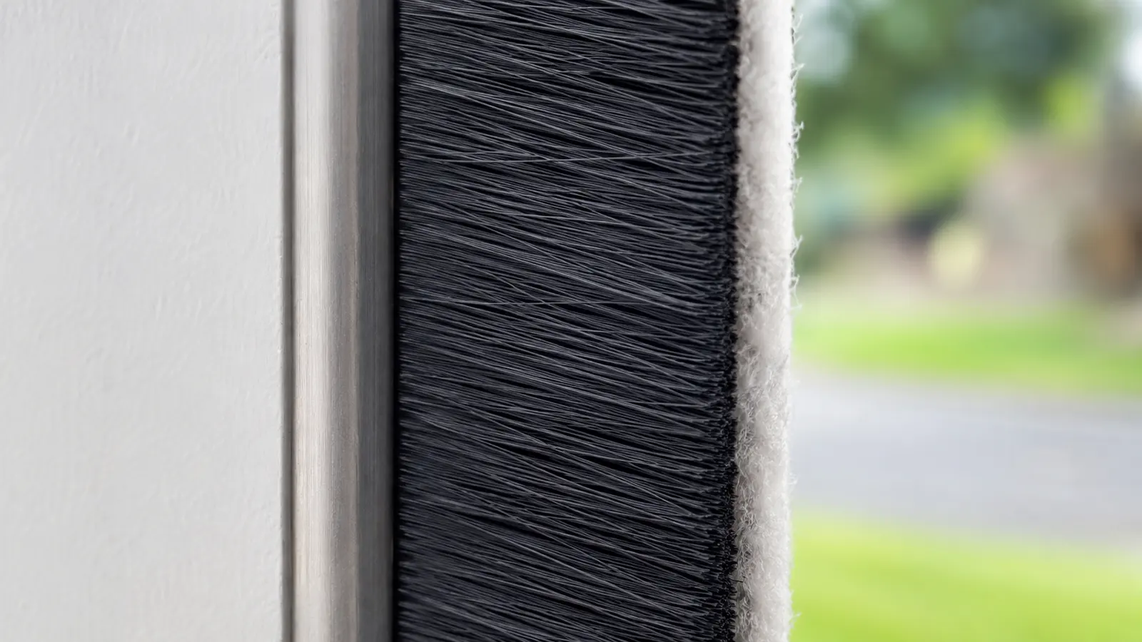 Close-up of the dense black brush bristles in the aluminium carrier