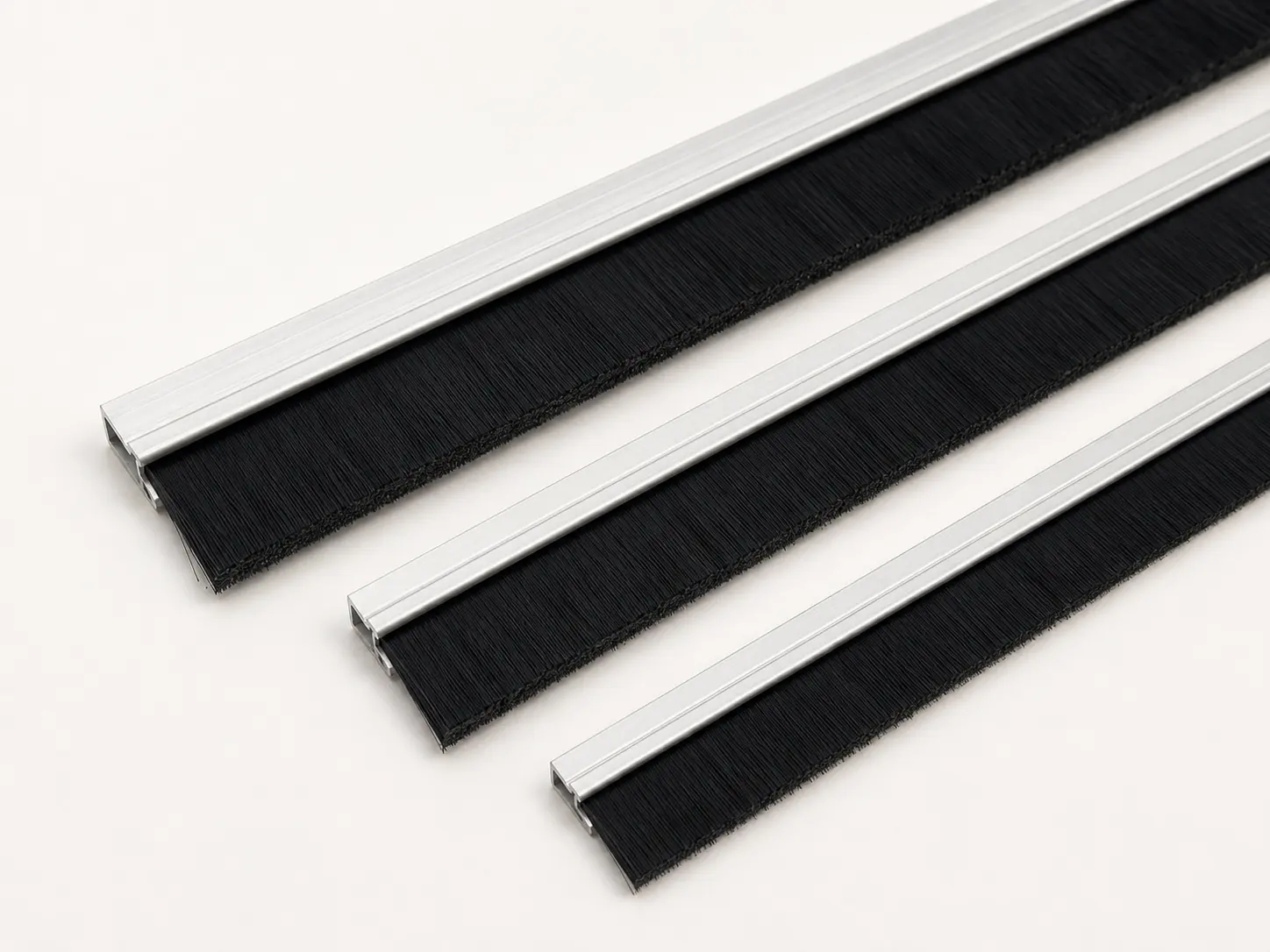 KoolDoor black brush garage door seals in slim aluminium carriers